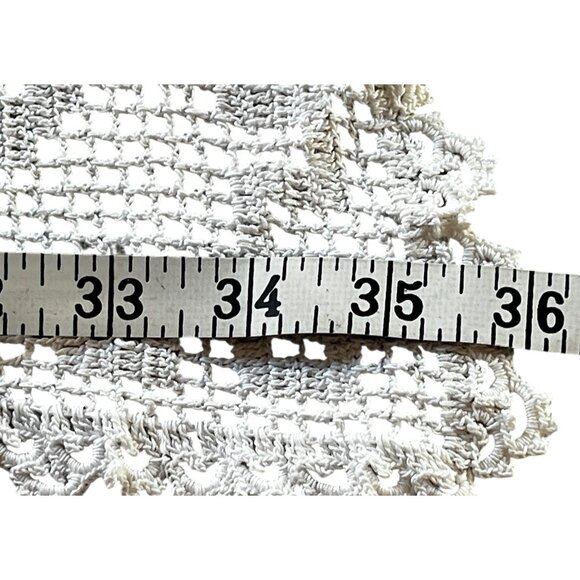 Handcrafted Crochet Tablecloth 36"x32" With Raised Wreath Design & Tatted Edges - Picture 8 of 15